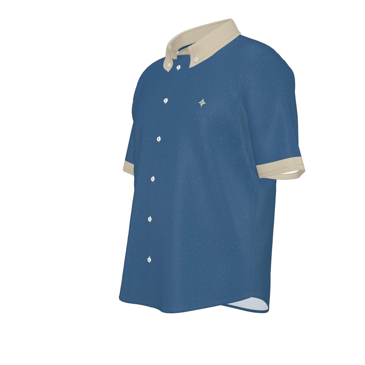Denim Champagne Luxury 100% Silk Satin Button-Down Shirt