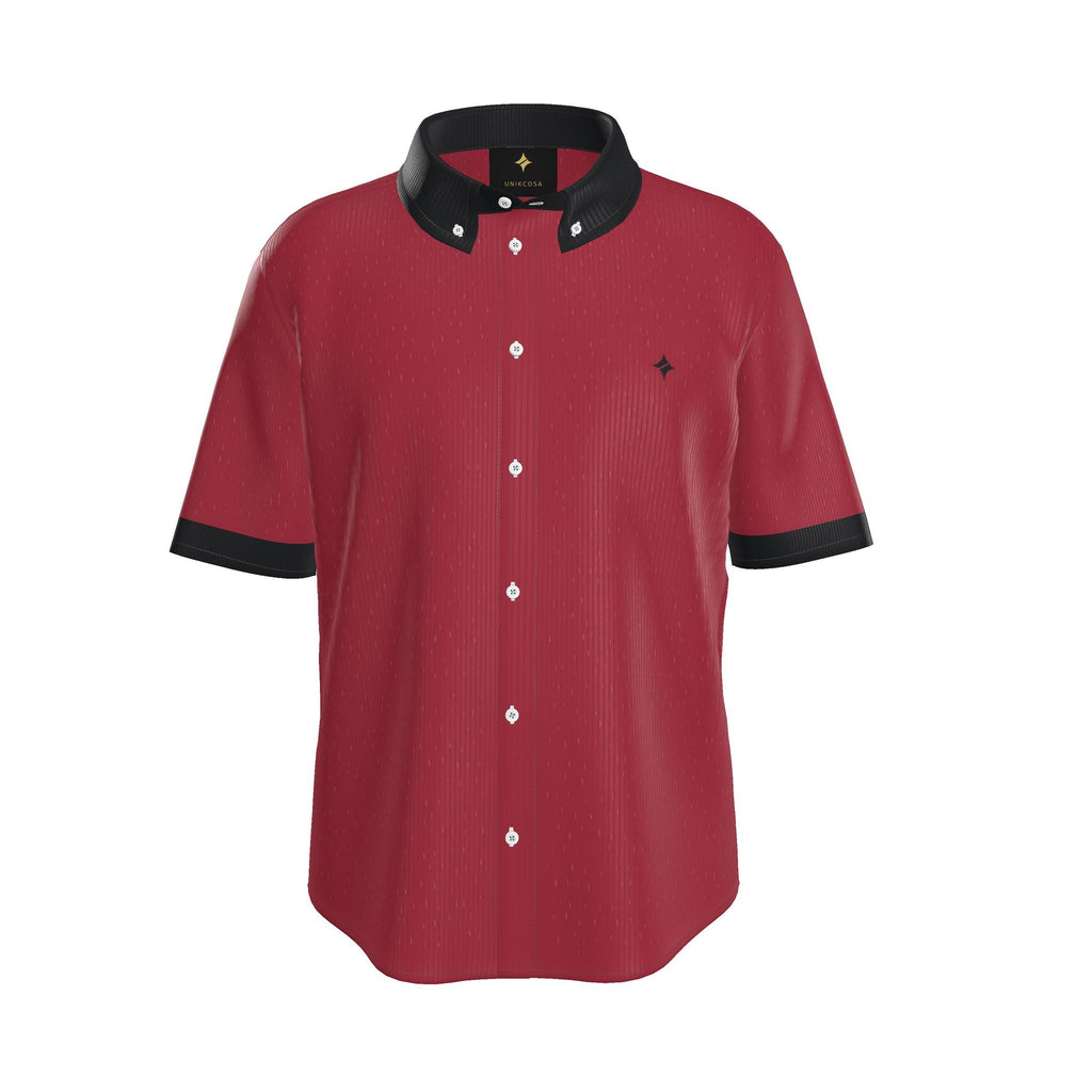 Cherry Noir Luxury 100% Silk Satin Button-Down Shirt