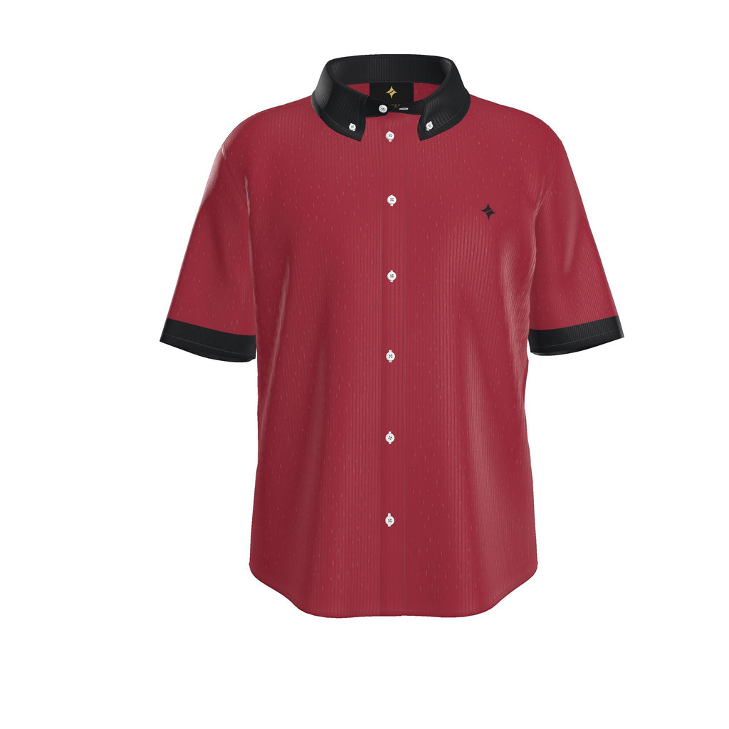 Cherry Noir Luxury 100% Silk Satin Button-Down Shirt