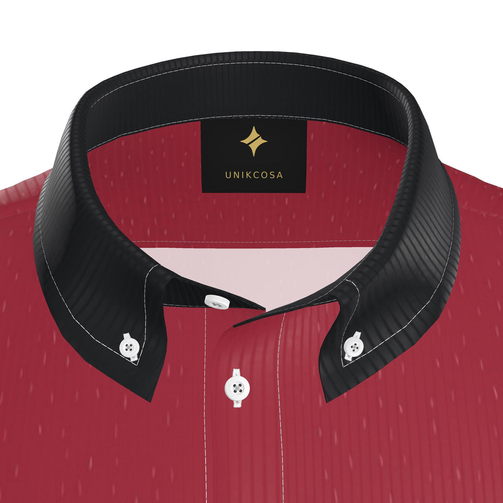 Cherry Noir Luxury 100% Silk Satin Button-Down Shirt
