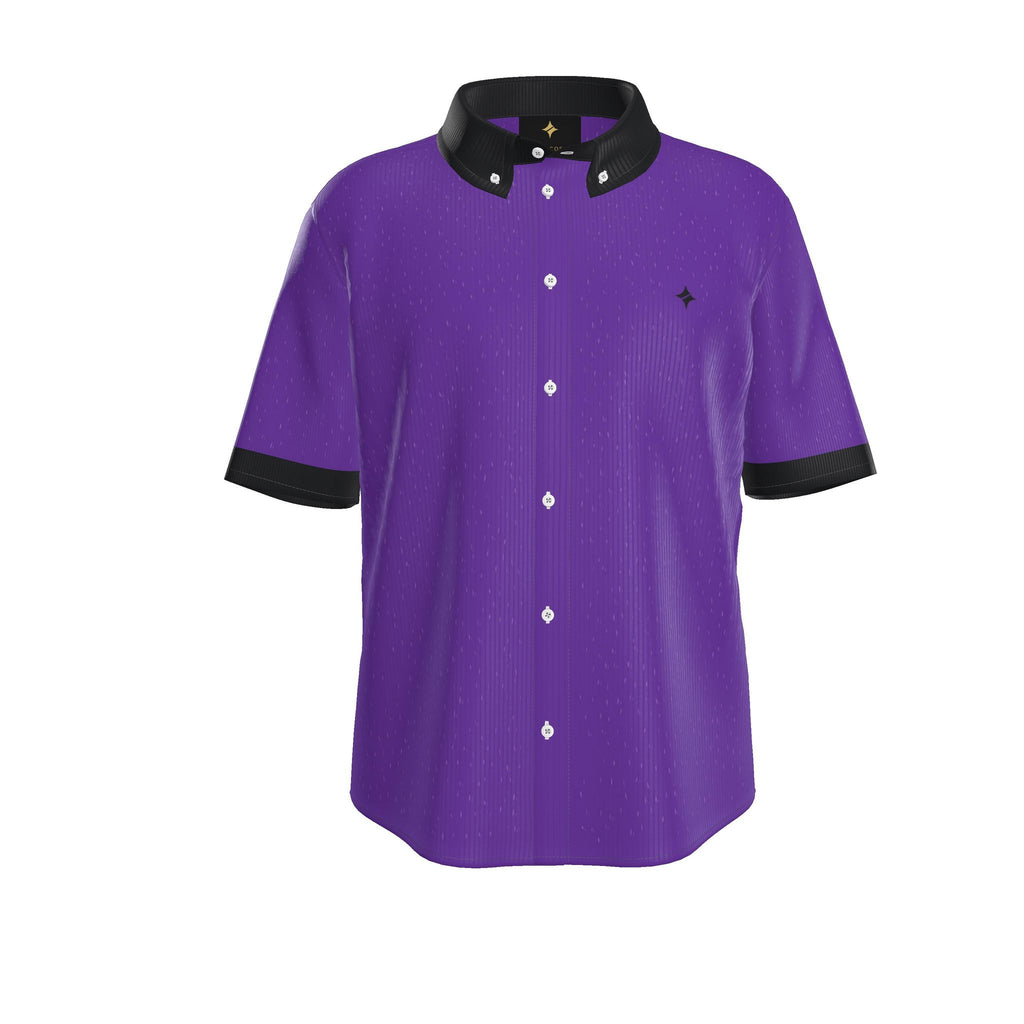 Royal Purple Noir Luxury 100% Silk Satin Button-Down Shirt