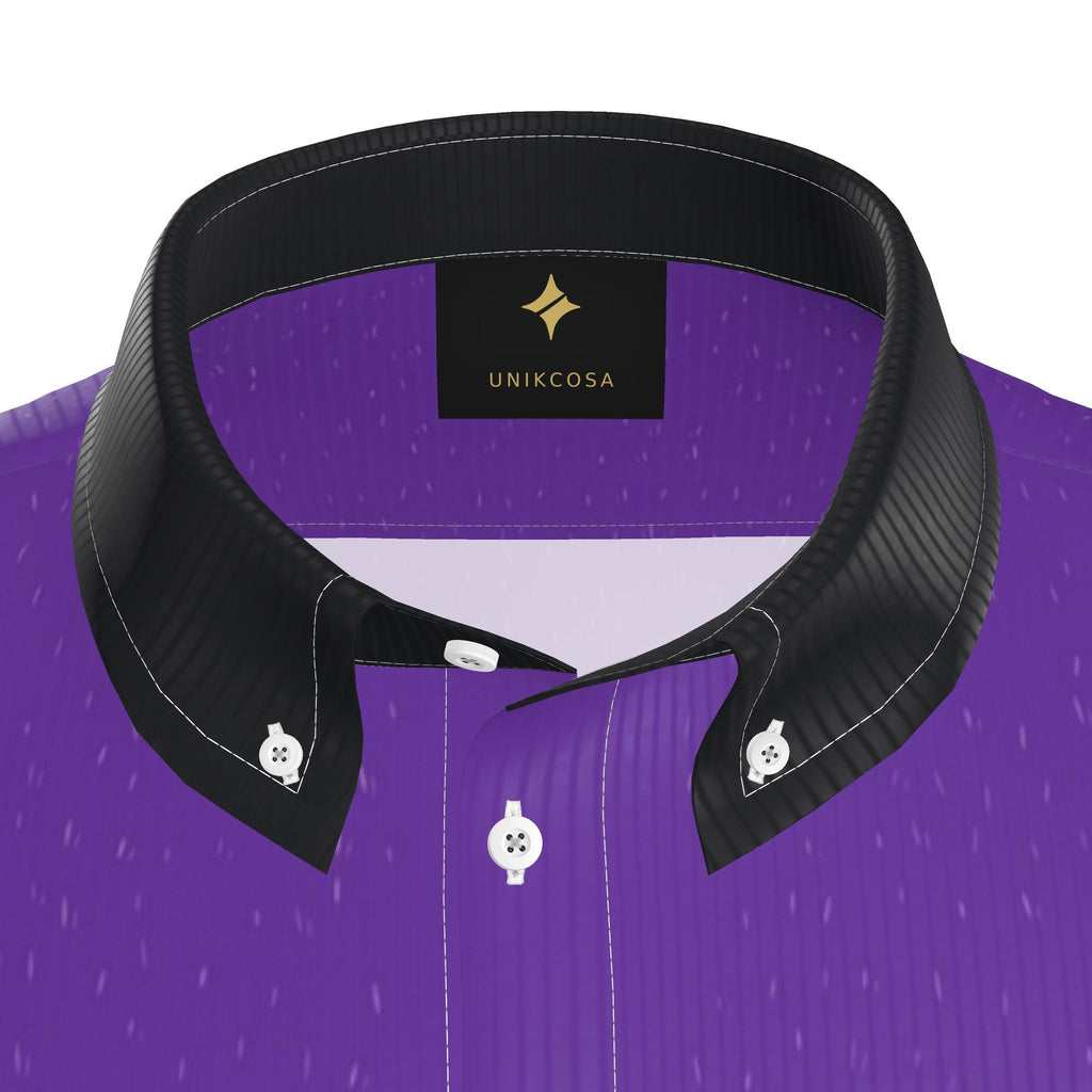 Royal Purple Noir Luxury 100% Silk Satin Button-Down Shirt