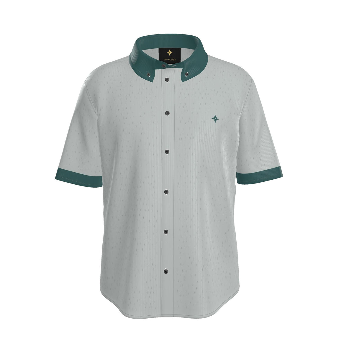 Silver Teal Luxury 100% Silk Satin Button-Down Shirt
