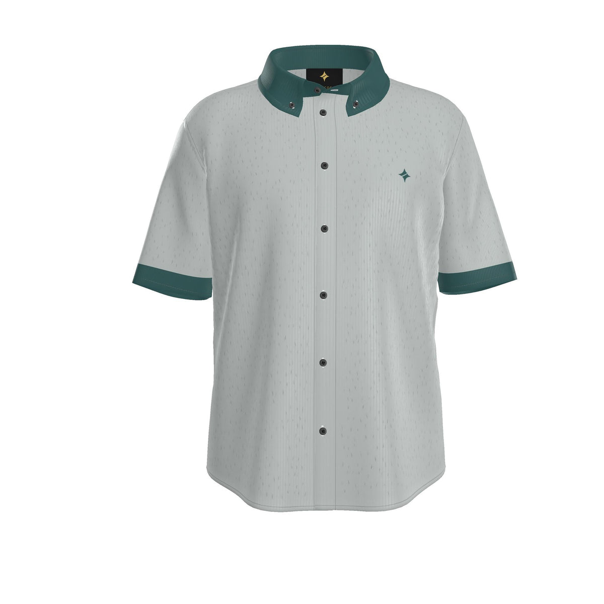 Silver Teal Luxury 100% Silk Satin Button-Down Shirt