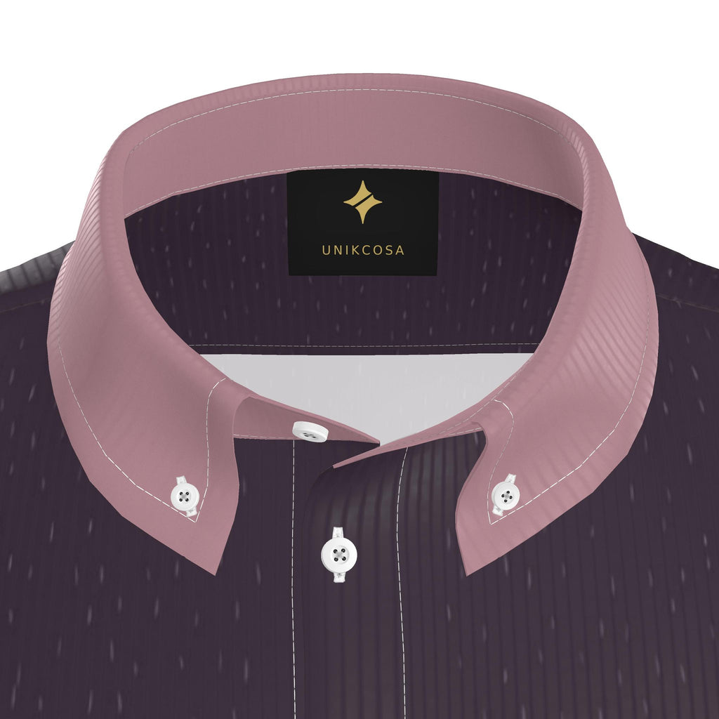 Aubergine Rose Luxury 100% Silk Satin Button-Down Shirt