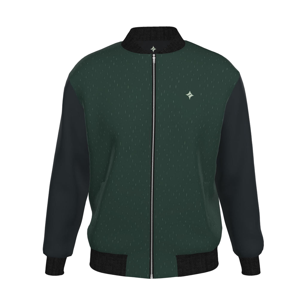 Forest Charcoal Rhythm Luxury Duchess Satin Bomber Jacket