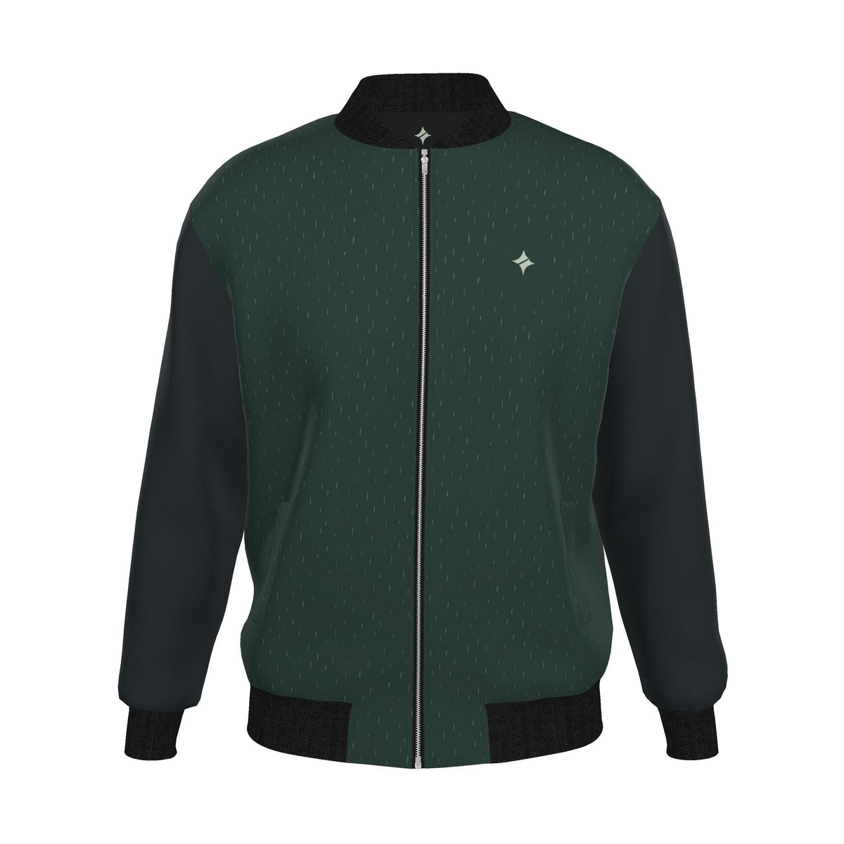 Forest Charcoal Rhythm Luxury Duchess Satin Bomber Jacket