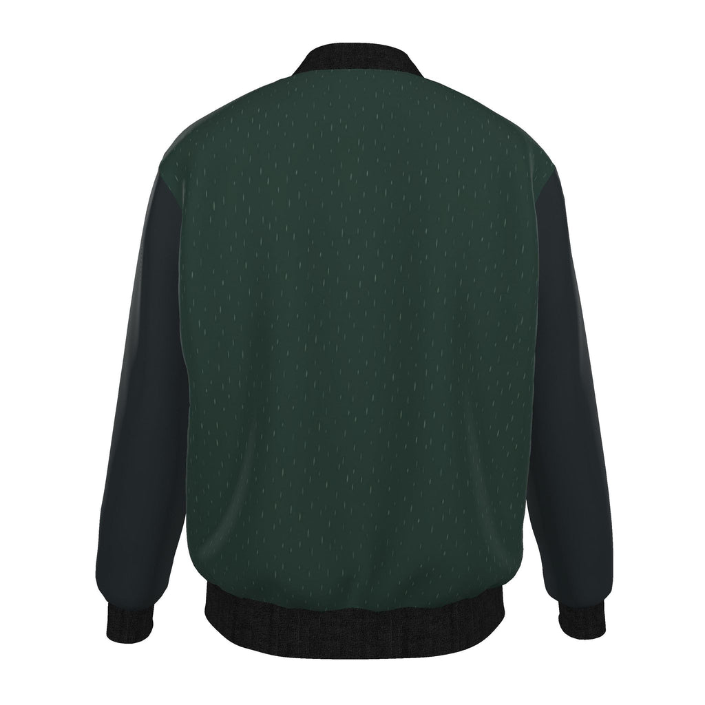 Forest Charcoal Rhythm Luxury Duchess Satin Bomber Jacket