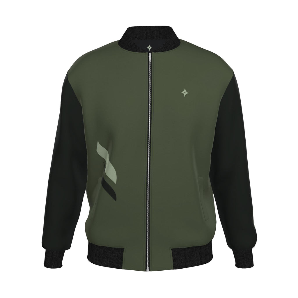 Moss Obsidian Luxury Duchess Satin Bomber Jacket