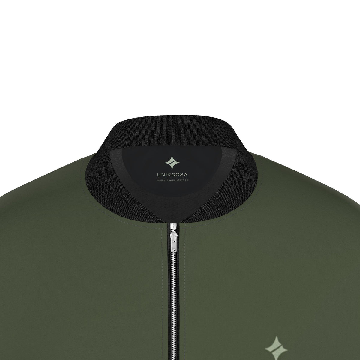 Moss Obsidian Luxury Duchess Satin Bomber Jacket