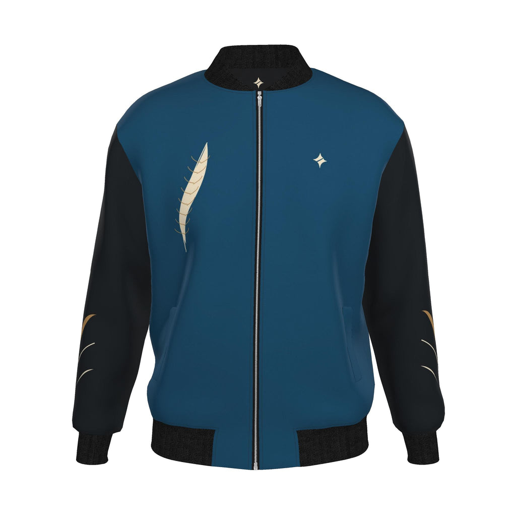 Moonlit Heron Luxury Duchess Satin Bomber Jacket