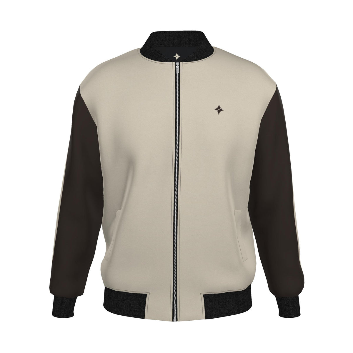 Oyster Espresso Luxury Duchess Satin Bomber Jacket