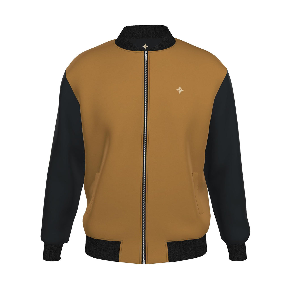 Amber Horizon Luxury Duchess Satin Bomber Jacket