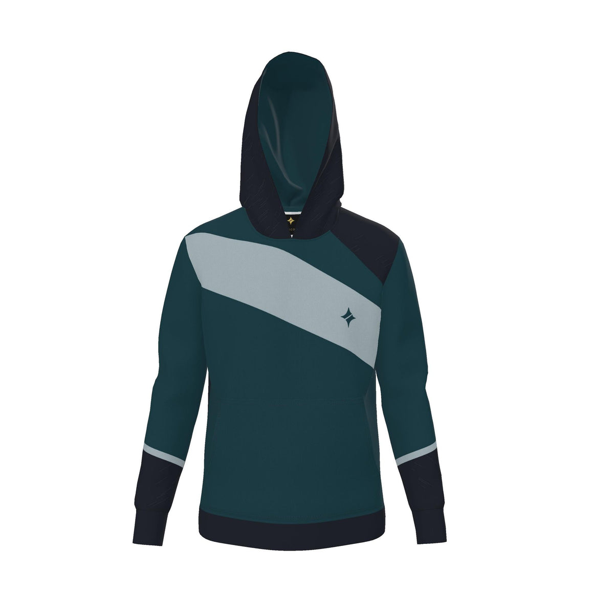 Petrol Silver Oblique Luxury Nero Ponte Hoodie
