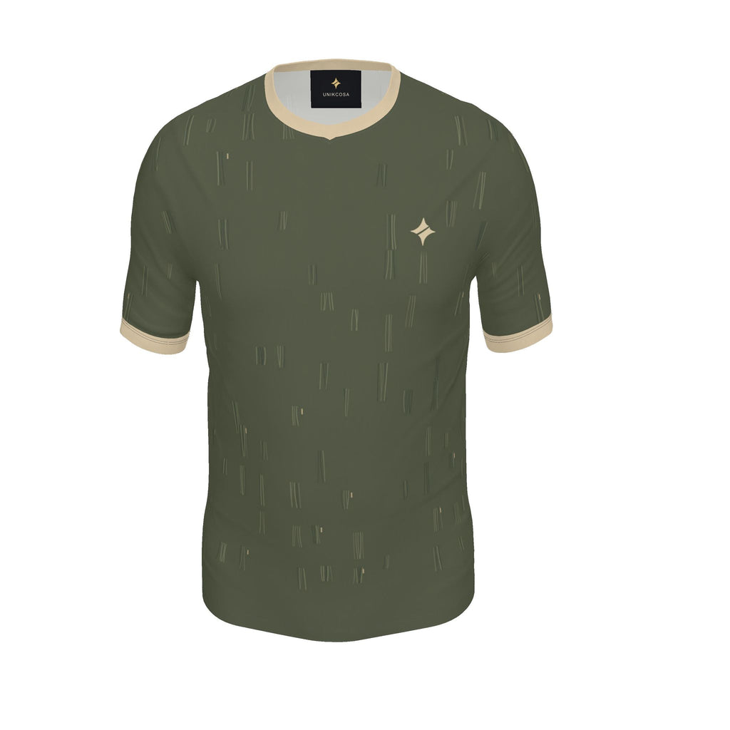 Olive Travertine Luxury V-Neck Cotton T-Shirt