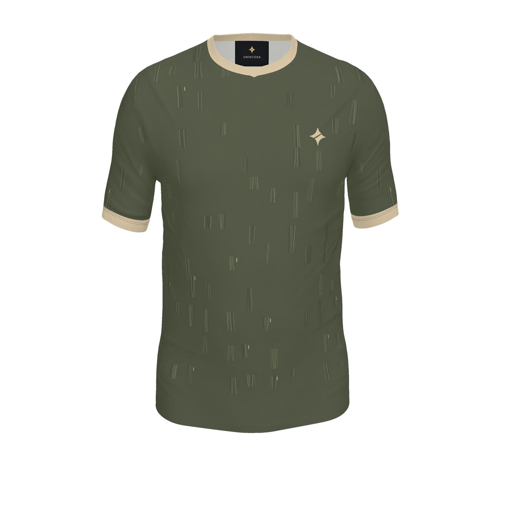 Olive Travertine Luxury V-Neck Cotton T-Shirt