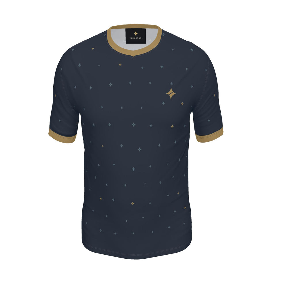 Midnight Brass Tessera Luxury V-Neck Cotton T-Shirt