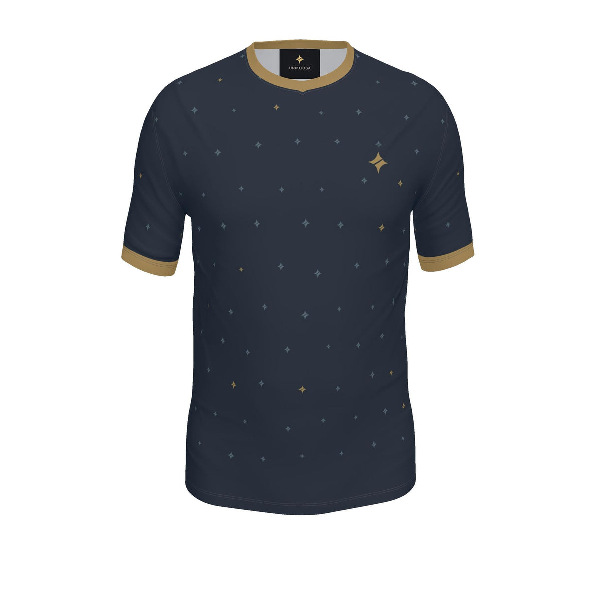 Midnight Brass Tessera Luxury V-Neck Cotton T-Shirt