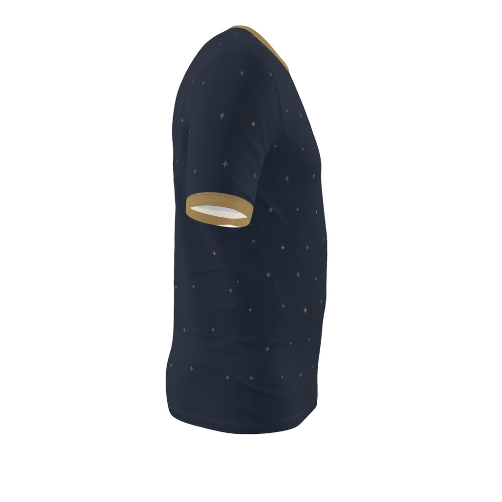 Midnight Brass Tessera Luxury V-Neck Cotton T-Shirt