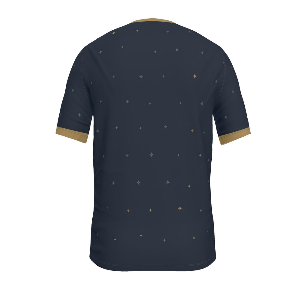 Midnight Brass Tessera Luxury V-Neck Cotton T-Shirt