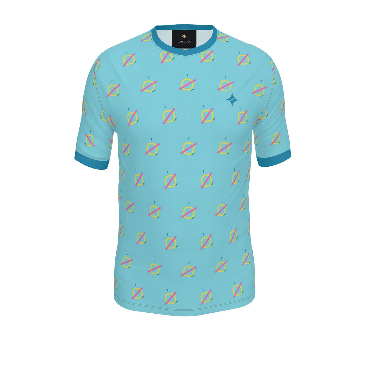 Aqua Pop Atelier Luxury V-Neck Cotton T-Shirt