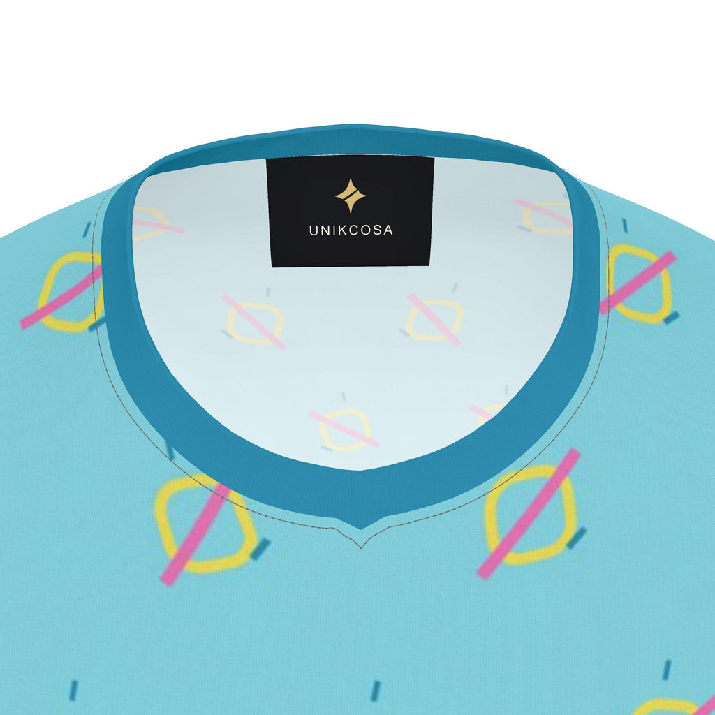 Aqua Pop Atelier Luxury V-Neck Cotton T-Shirt