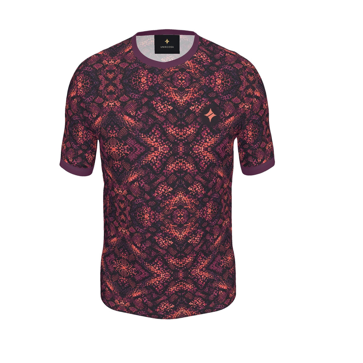Coral Aubergine Night Luxury V-Neck Cotton T-Shirt