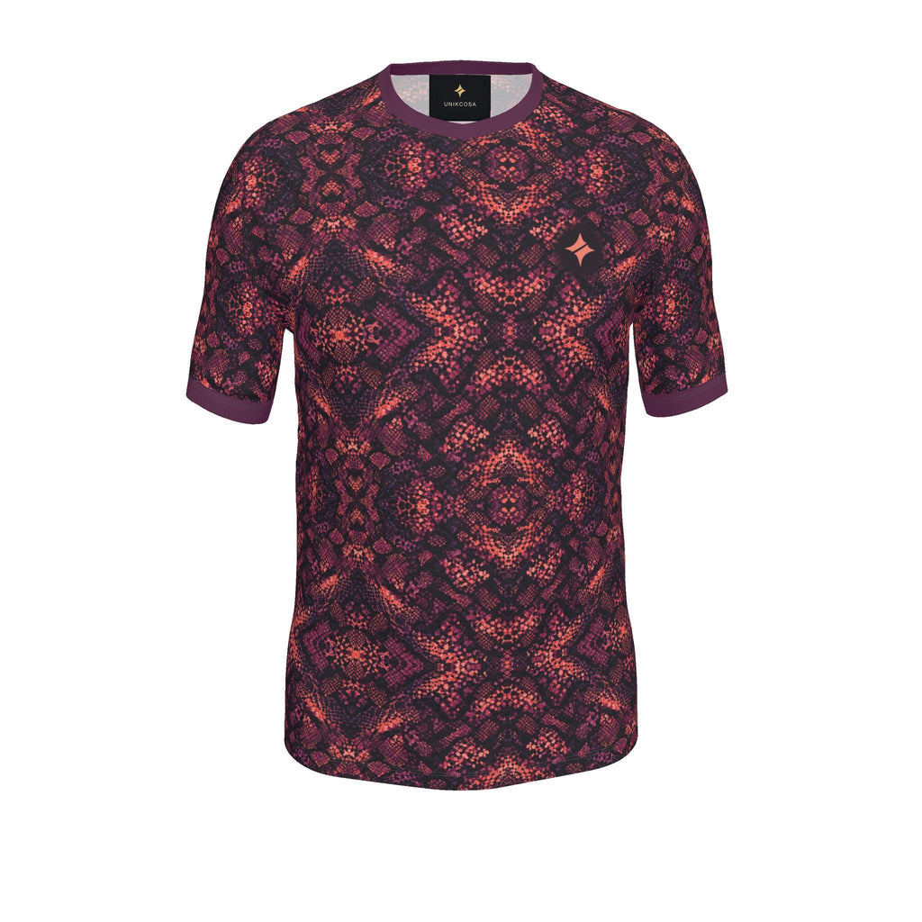 Coral Aubergine Night Luxury V-Neck Cotton T-Shirt
