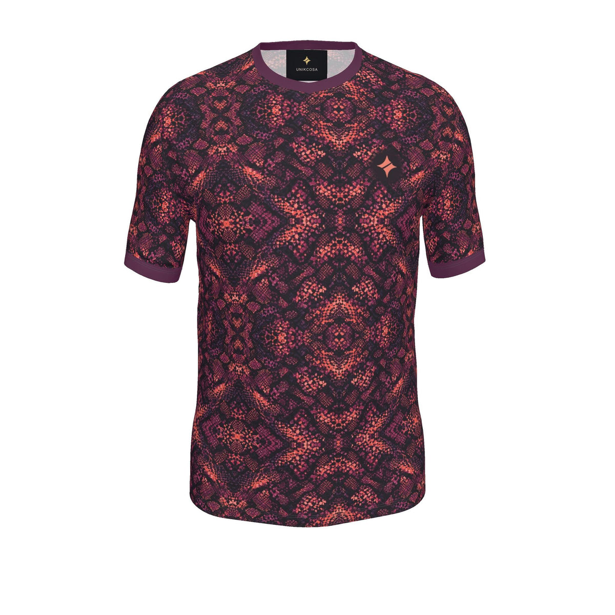 Coral Aubergine Night Luxury V-Neck Cotton T-Shirt
