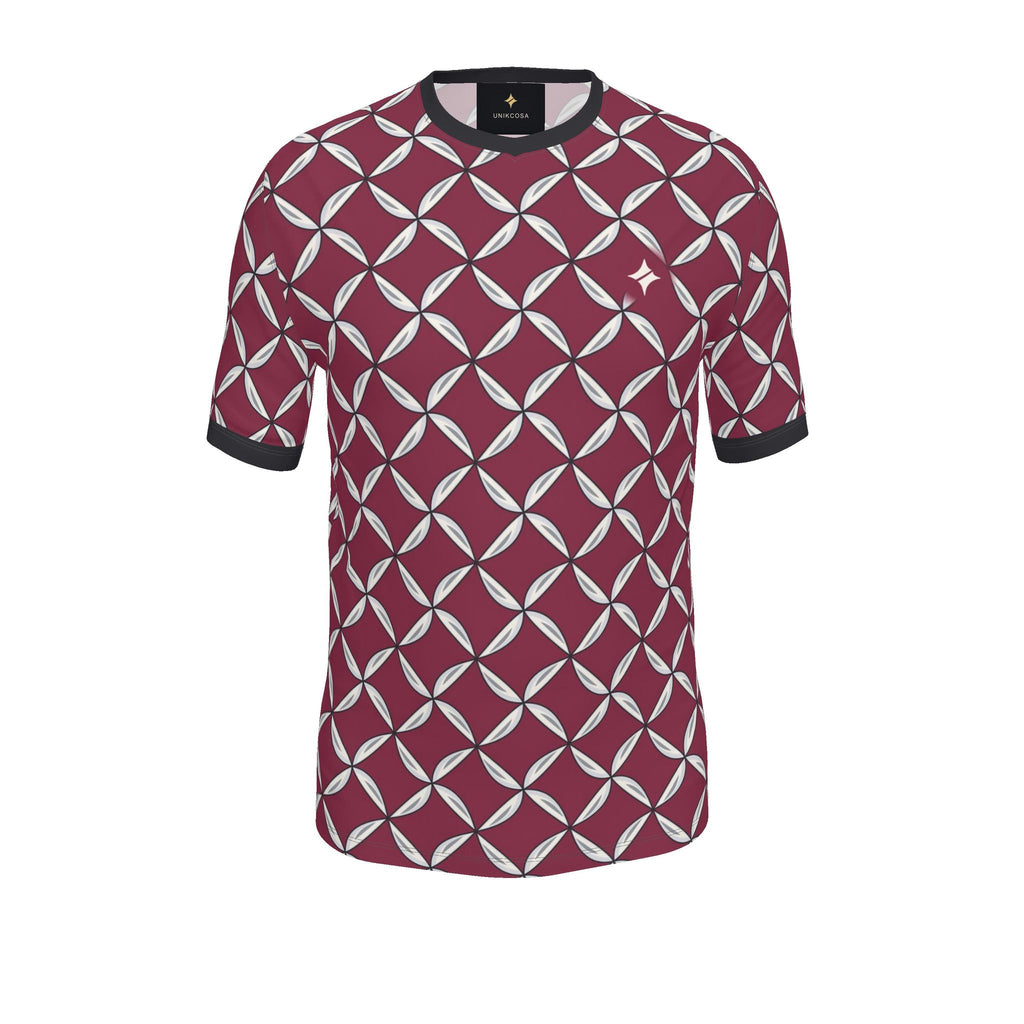 Raspberry Silver Rhythm Luxury V-Neck Cotton T-Shirt