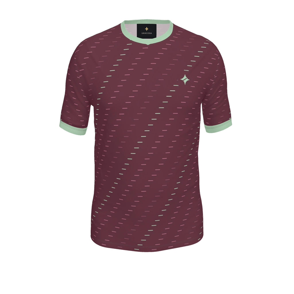 Oxblood Celadon Loom Luxury V-Neck Cotton T-Shirt