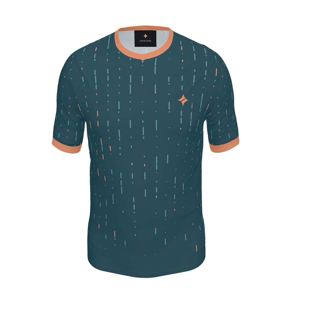 Marine Papaya Morse Luxury V-Neck Cotton T-Shirt