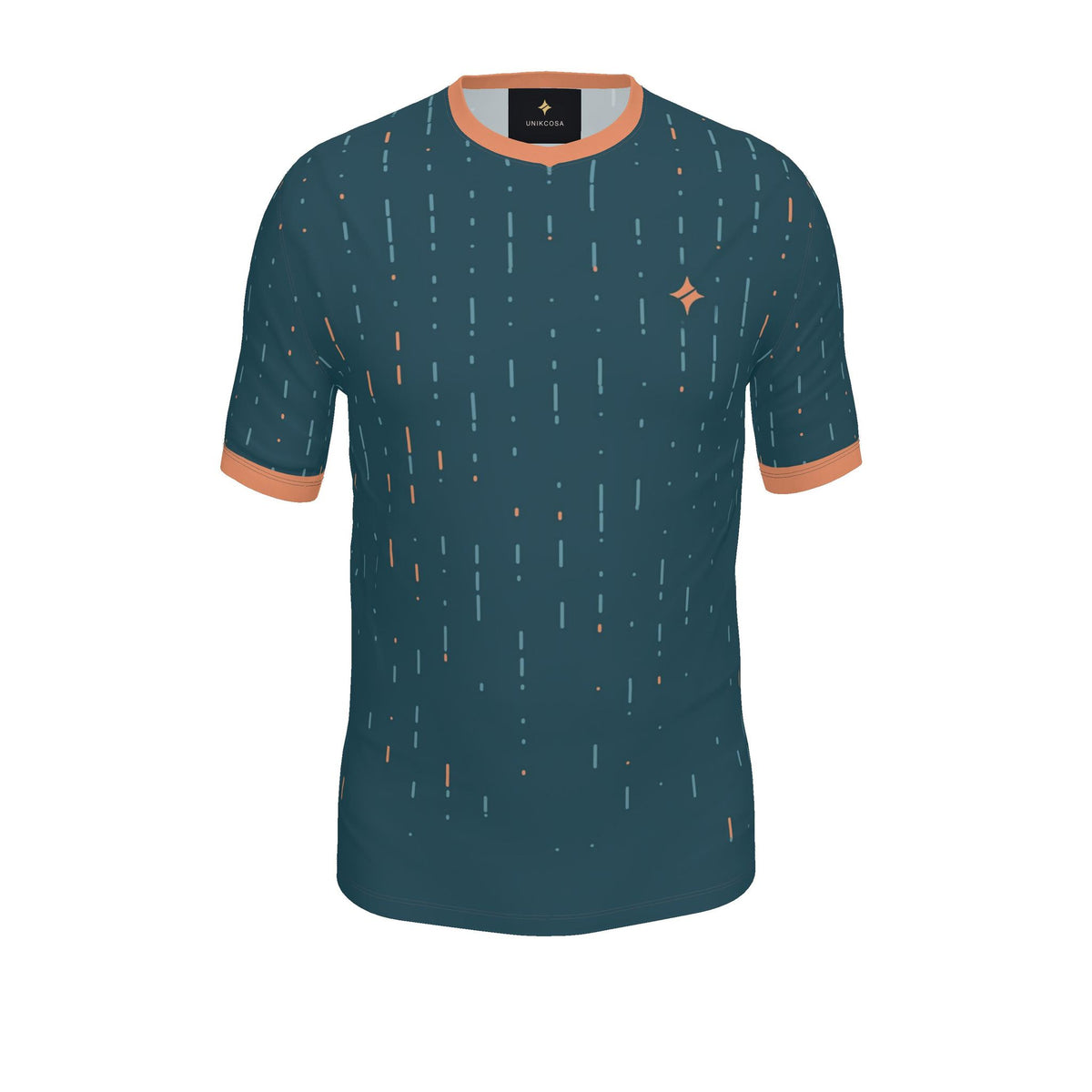 Marine Papaya Morse Luxury V-Neck Cotton T-Shirt
