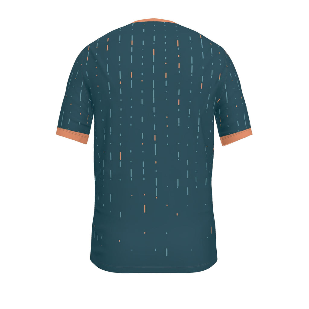 Marine Papaya Morse Luxury V-Neck Cotton T-Shirt