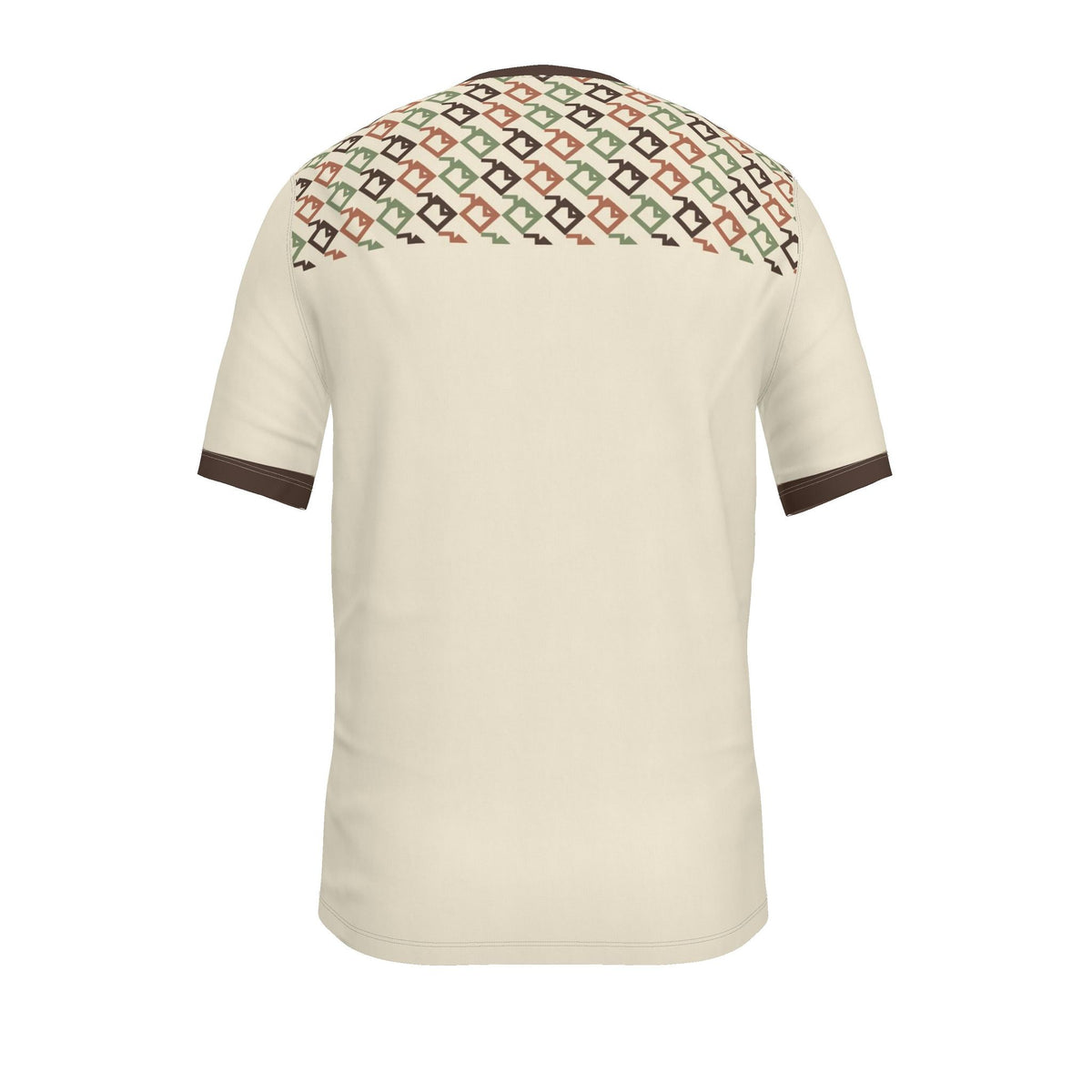 Ivory Tamarind Mosaic Luxury V-Neck Cotton T-Shirt
