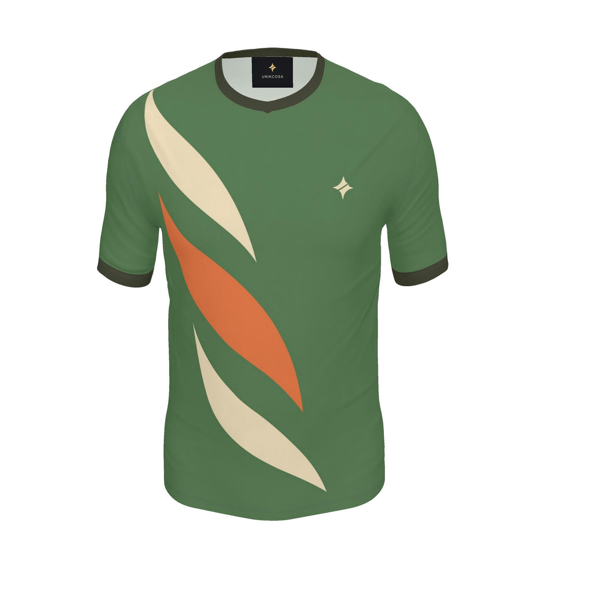 Fern Tangerine Delta Luxury V-Neck Cotton T-Shirt