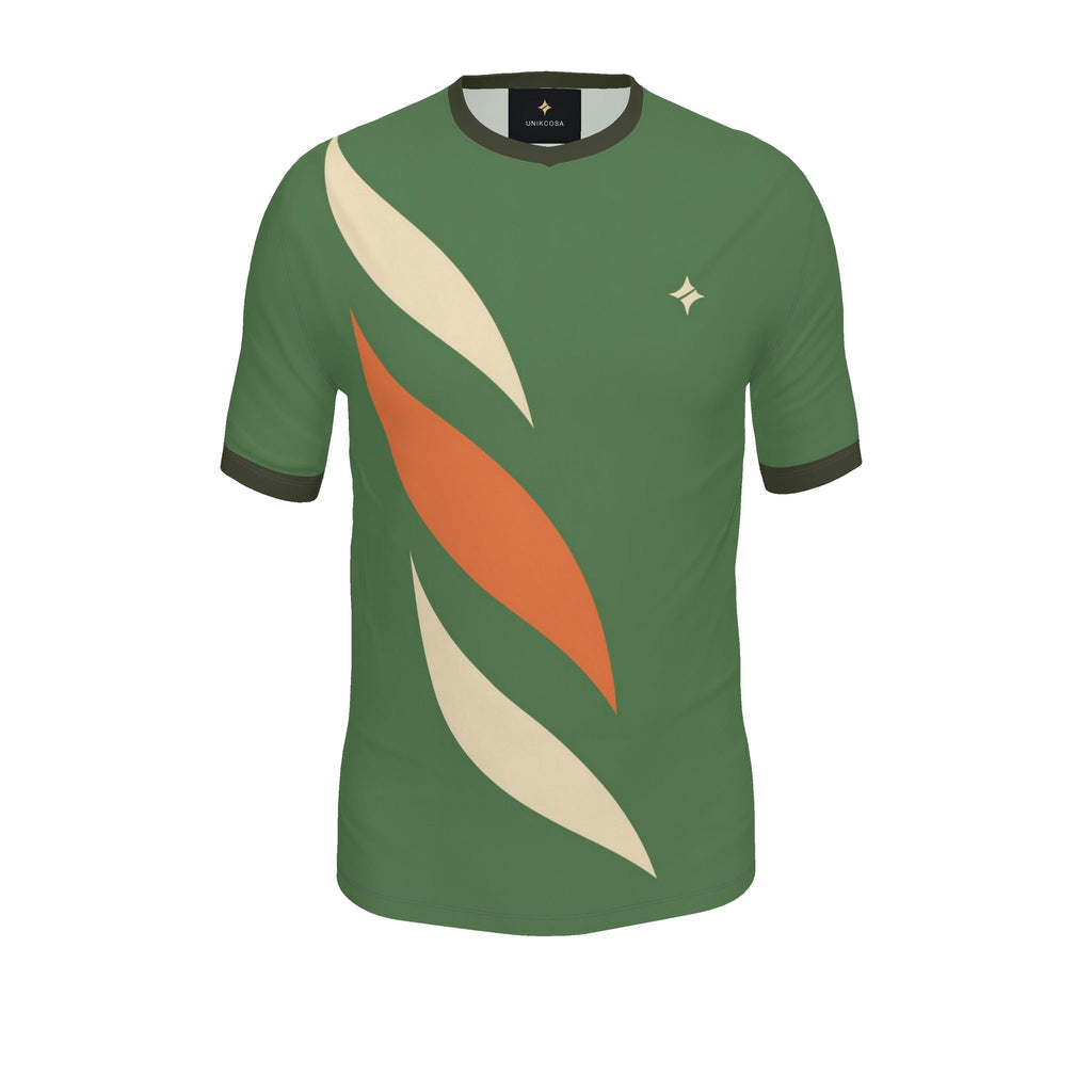 Fern Tangerine Delta Luxury V-Neck Cotton T-Shirt