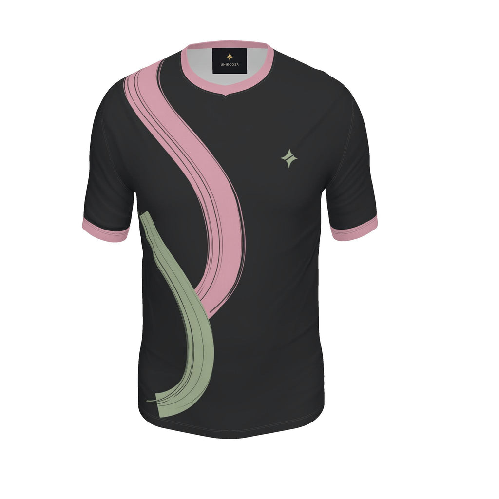 Black Camellia Break Luxury V-Neck Cotton T-Shirt