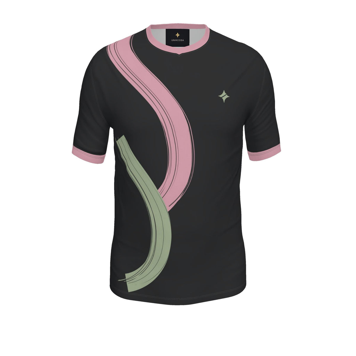 Black Camellia Break Luxury V-Neck Cotton T-Shirt