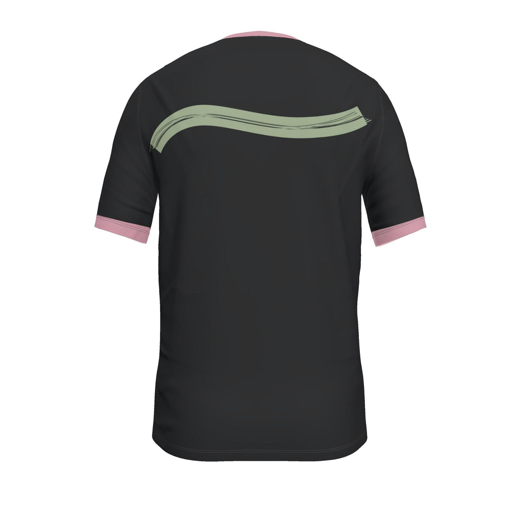 Black Camellia Break Luxury V-Neck Cotton T-Shirt