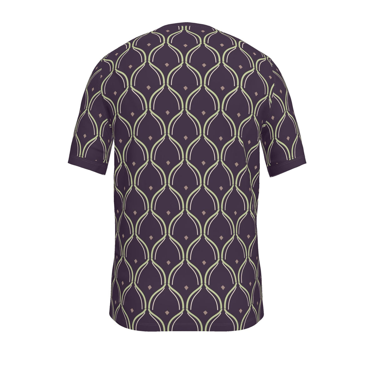 Aubergine Pistachio Arcade Luxury V-Neck Cotton T-Shirt