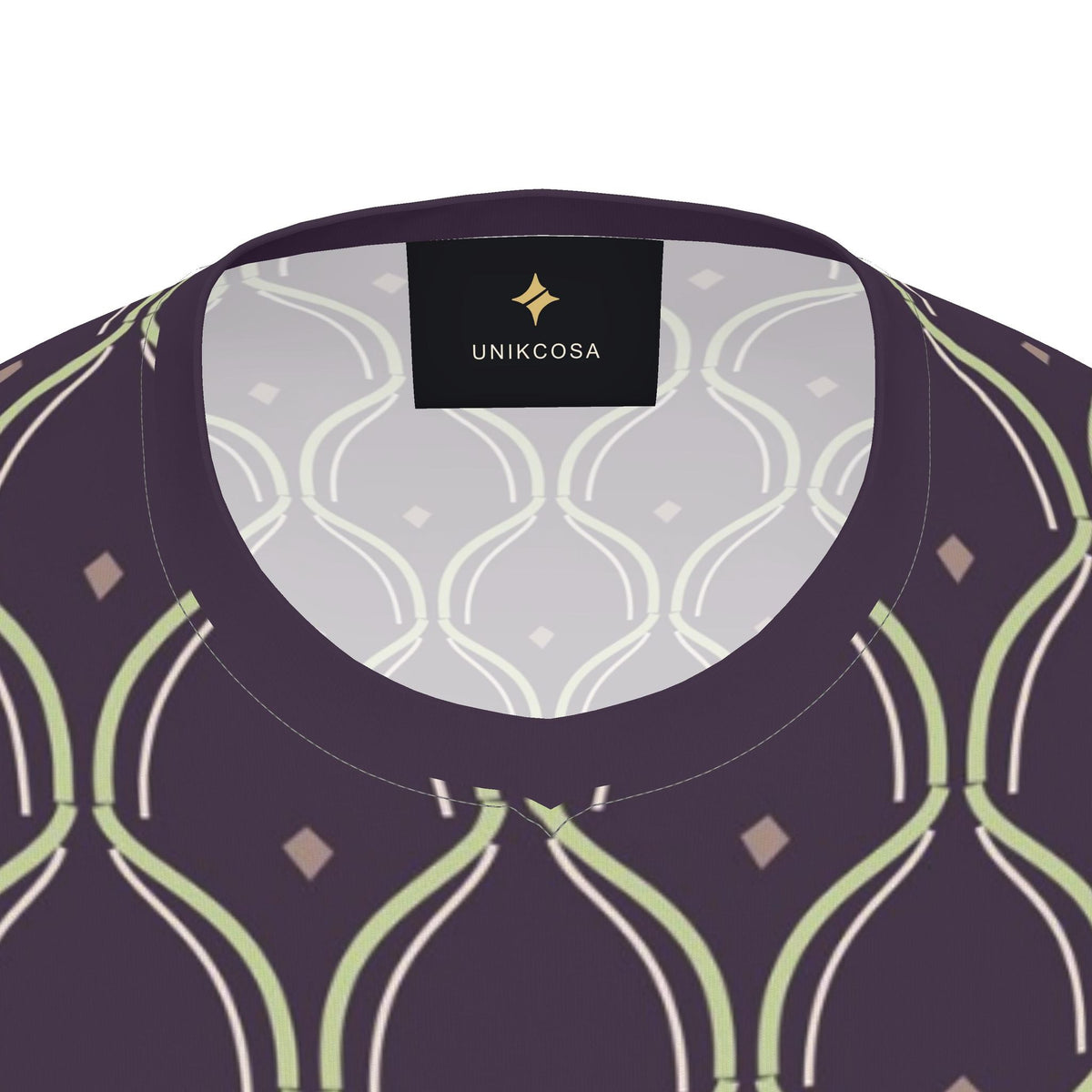 Aubergine Pistachio Arcade Luxury V-Neck Cotton T-Shirt