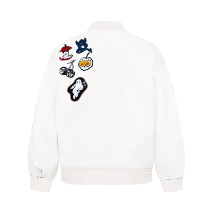 UNIKCOSA RetroMuse Baseball Jacket With Leather Sleeves 🌆