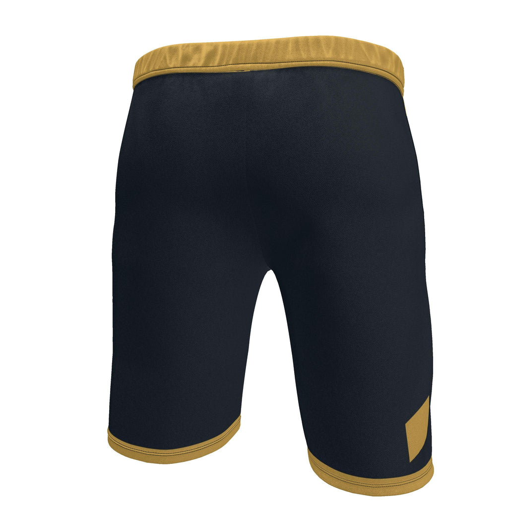 UNIKCOSA Midnight Saffron Frame men's Ponte Jersey shorts in midnight navy, saffron and stone grey — original garment preview 5