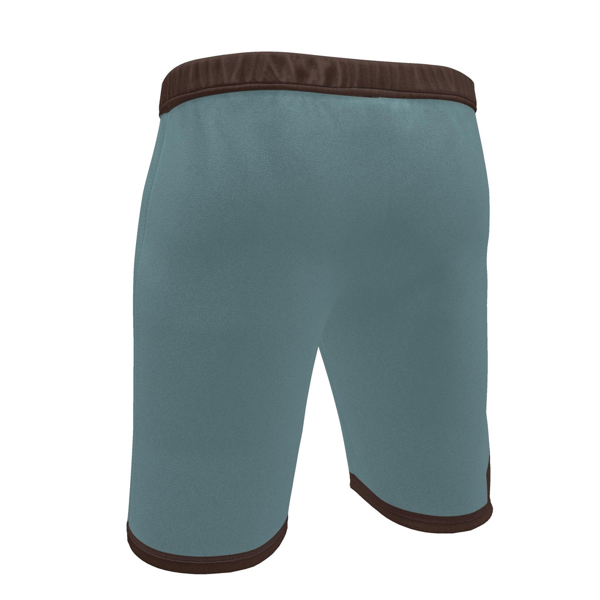 UNIKCOSA Glacier Cocoa Frame men's Ponte Jersey shorts in glacier blue, cocoa and ivory — original garment preview 4