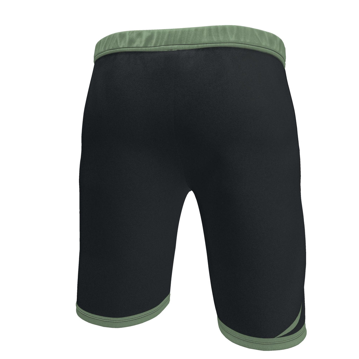 UNIKCOSA Graphite Sage Stream men's Ponte Jersey shorts in graphite grey, sage green and ivory — original garment preview 5