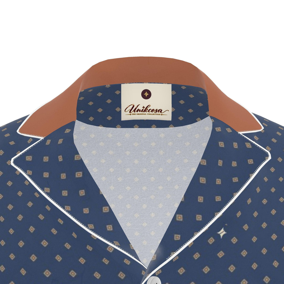 Midnight Dhaka Luxury Pajama Shirt — original supplier collar detail view