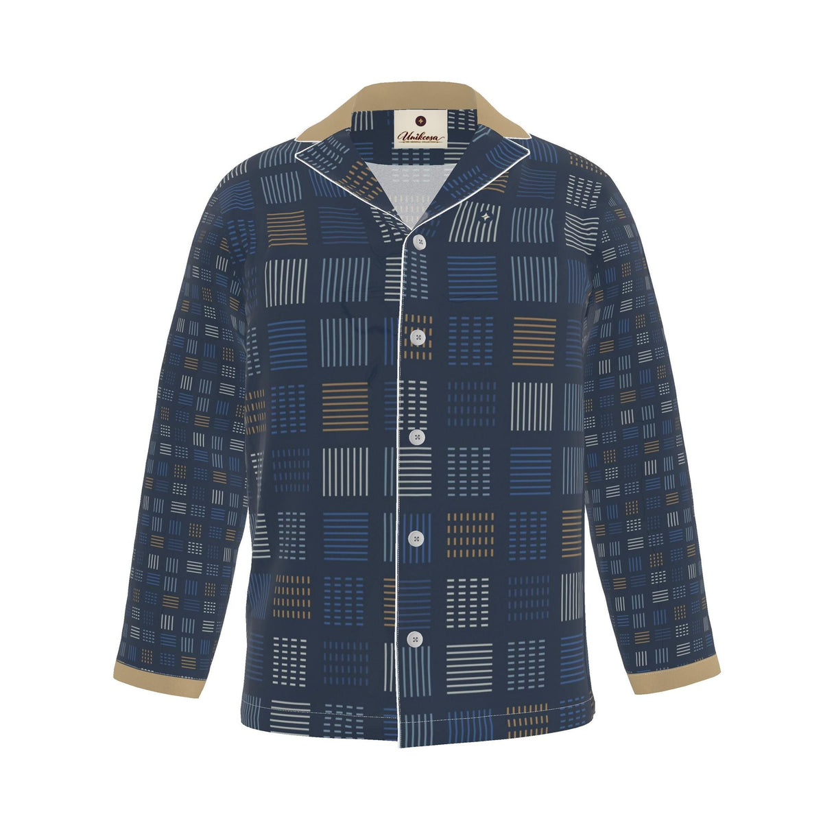 Cobalt Weft Luxury Pajama Shirt — original supplier front view
