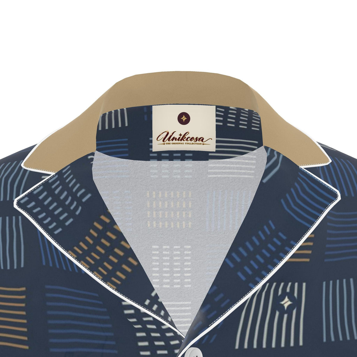 Cobalt Weft Luxury Pajama Shirt — original supplier collar detail view