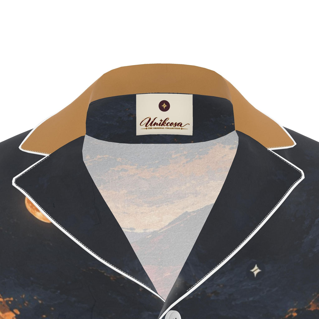 Saffron Horizon Luxury Pajama Shirt — original supplier collar detail view